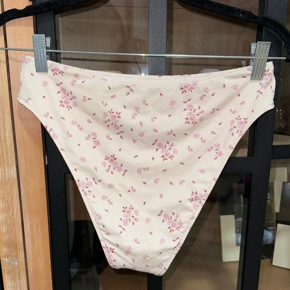Frankie’s Bikinis Jenna High Waist Cut Bikini Bottoms sweet Rose coquette floral